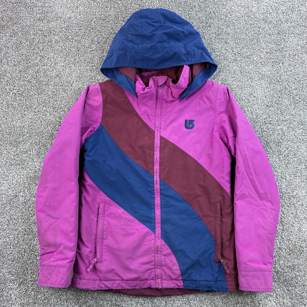 Burton Hart Jacket Girls Medium Pink Purple Blue Snowboard Dryride Waterproof